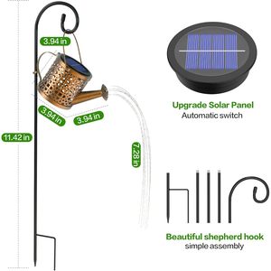 Luces Solares para Regadera, LED Blanco Cálido, Decoración de Jardín para Exteriores, Guirnaldas de Luces Solares Colgantes de Metal para Patio - Product Image 4