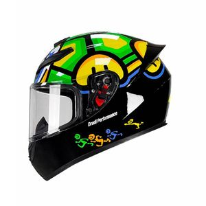 Casque de moto intégral avec impression graphique géométrique cool, visière transparente, protection antichoc, pour motard adulte - Product Image 2