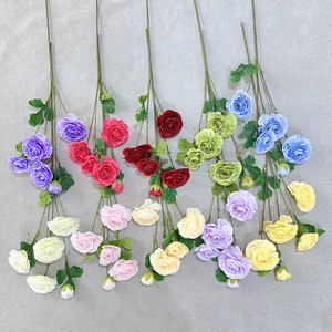 Bouquet de fleurs artificielles Deyi 5 têtes de lotus en soie pour mariage, décoration intérieure et allée - Product Image 2