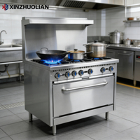 Cuisinière à gaz de luxe en acier inoxydable certifiée ETL, 6 brûleurs avec four, design nord-américain, haute puissance pour restaurants