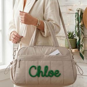 Quilted Nylon Hand Knitted Weekender Large Capacity Women <b>Travel</b> Tote Overnight Gym Bag, <b>Gift</b> for Ladies - Product Image 5