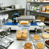 Venta Directa de Fábrica Selladora de Banda de Calor Continuo con Impresora de Codificación de Fecha para Máquina de Sellado de Bolsas de Plástico PP PE