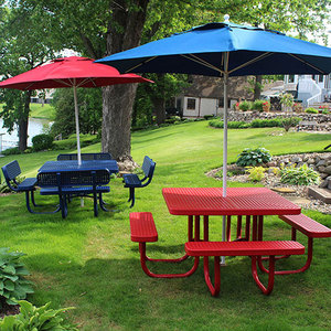 パティオガーデン家具金属屋外熱可塑性コーティングテーブルと椅子正方形大型高級モダンスチールピクニックテーブル - Product Image 5