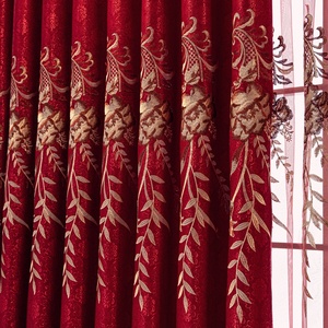 Hiện Đại Châu Âu Cao cấp Thêu Màu Đỏ Lễ hội Rèm Cửa Dày Màn Vải Với Grommet Mùa Xuân Cho Phòng Khách - Product Image 4