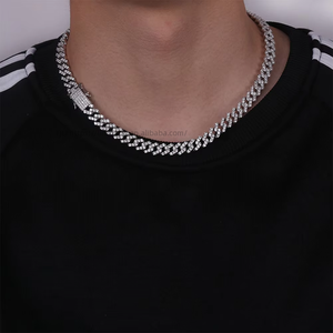 For Hot-Selling Personalized Hip-Hop Full-Diamond Copper <b>Cuban</b> <b>Chain</b> Necklace Unisex Jewelry Wholesale - Product Image 3