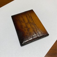 Dompet Kartu Kulit dengan Pewarnaan Vintage Buatan Tangan, Kulit Sapi Kecil Impor, Dilengkapi Cetakan Scritto dan Tas Kartu Retro