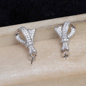 S925 Silver Butterfly Earring Empty <b>Holder</b> DIY Accessory for Pearl <b>Jewelry</b> 8-10mm JG5968 Semi-Finished Product 3mm Size - Product Image 4