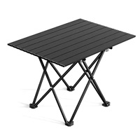 Table de camping pliable d'extérieur avec design intégré en forme d'œuf, cadre en fer rectangulaire, mobilier d'extérieur pour pique-niques et stands