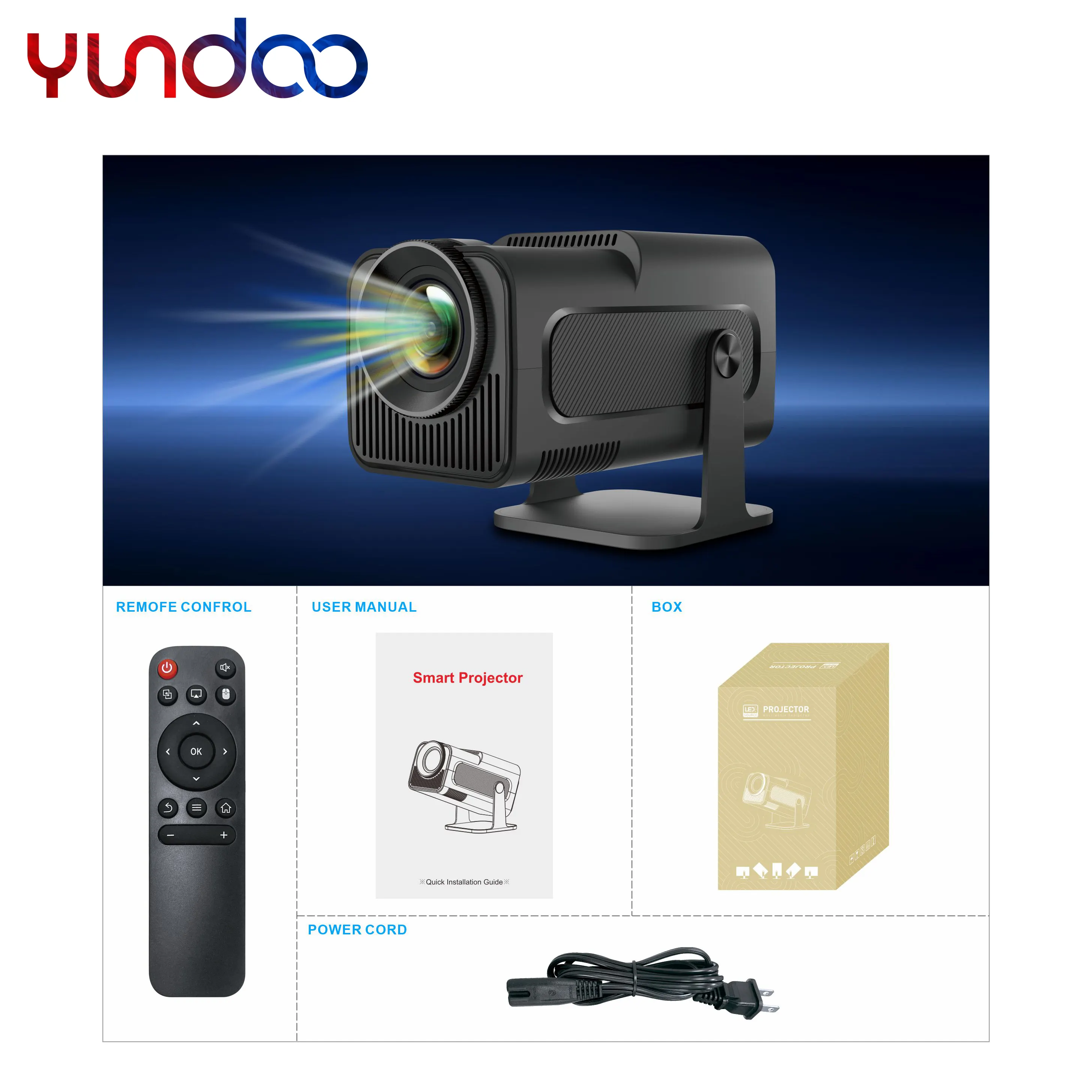 YUNDOO Mini Projetor portátil de bolso USB para crianças, brinquedo com LED, projetor de vídeo para Home Theater 1080p HY320