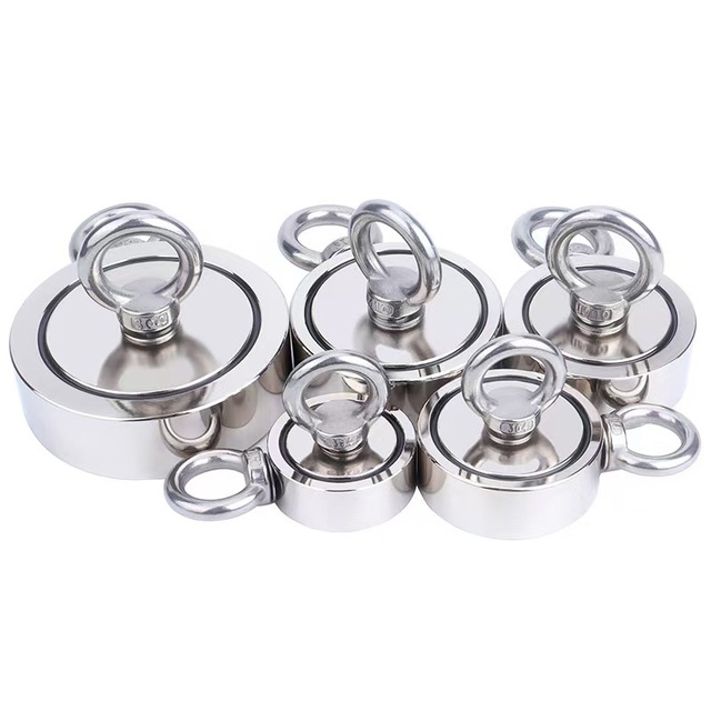 Super Strong Ndfeb Permanent Neodymium Double-side Fishing Magnet Eyebolt Industrial Use Cuttable Bending Weldable Ni-Cu-Ni