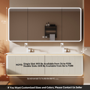 Meuble-lavabo <span class=keywords><strong>de</strong></span> <span class=keywords><strong>salle</strong></span> <span class=keywords><strong>de</strong></span> <span class=keywords><strong>bain</strong></span> d'hôtel moderne avec armoire en bois massif, miroir intelligent, rangement, quincaillerie à fermeture douce <span class=keywords><strong>de</strong></span> qualité supérieure et design mural - Product Image 6