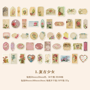 100 unids/pack Material pegatinas Time Story Series Retro diario mano <span class=keywords><strong>cuenta</strong></span> Collage decoración materiales en 6 opciones - Product Image 6