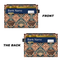 Porte-cartes en PU imprimé double face avec motif bol en bois et Tapa pour cartes quotidiennes