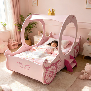 rosa principessa telaio del letto a tema fiabesco ragazze letto a baldacchino in legno per bambini letto per bambini - Product Image 3