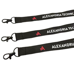 Hot Sale Eco-Friendly RPET Heat Transfer <b>Lanyards</b> with All Black Hardware Clasp for Corporate School Office - Product Image 2