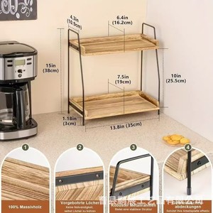 Double Layer Wooden Storage <b>Rack</b> With Iron Frame For Bathroom Kitchen Home Use Multifunctional Standing <b>Shelf</b> - Product Image 3