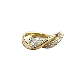 18K Gold Vintage Premium Twisted Filled Lab-grown Diamond Marquise Cut Color D Unisex <b>Ring</b> IGI Certified Trendy Jewelry - Product Image 1