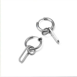 Stainless Steel Hoop <b>Earrings</b> Geometric U-Shaped Design Unisex Hip Hop Style Fashion Jewelry - Product Image 5