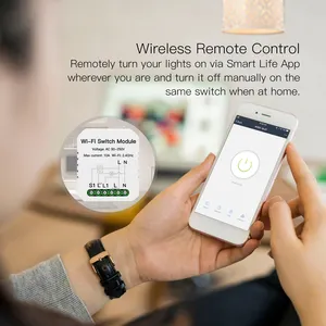 Tuya DIY Sakelar Lampu Pintar WiFi Tiang Tunggal 3 Cara 1 Gang Modul Sakelar Wifi Bekerja dengan Amazon Alexa Google Home dan IFTTT