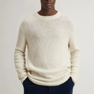 Suéter Masculino de Tricô Bouclé Macio com Gola Redonda, Textura de Fio Pipoca e Toque de Lã, Pulôver Casual de Inverno - Product Image 1