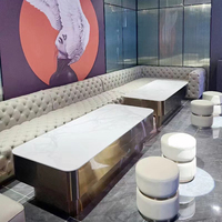 Table de bar commerciale moderne en acier inoxydable avec design cube LED pour discothèques et KTV