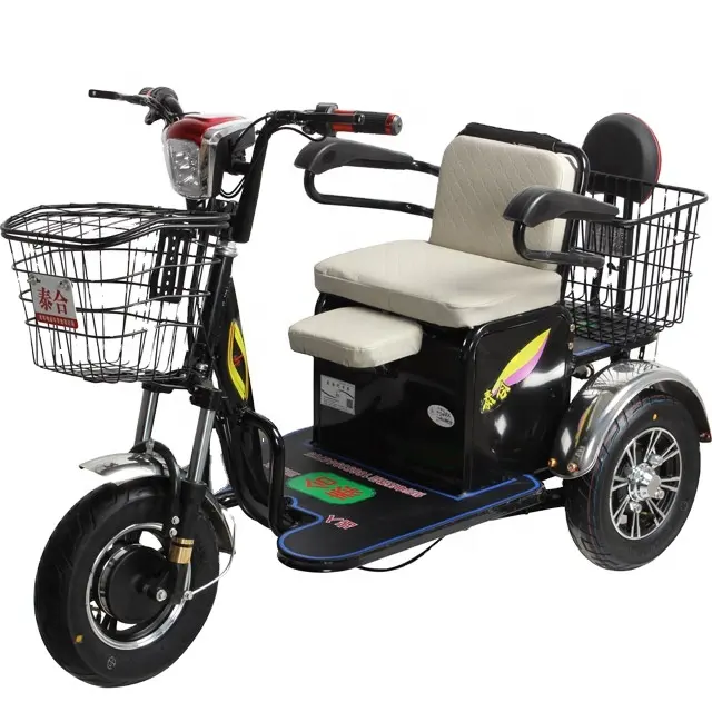Triciclo eléctrico de largo alcance, tres ruedas, para pasajeros con asiento de bebé, venta de fábrica China