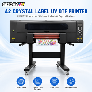 เครื่องพิมพ์คริสตัลเลเบล UV DTF ขนาด A2 ฟิล์ม AB แบบม้วนต่อม้วน หมึกสีขาว วานิช สติ๊กเกอร์โลโก้ ฉลากติดขวด โลหะ แก้ว - Product Image 1