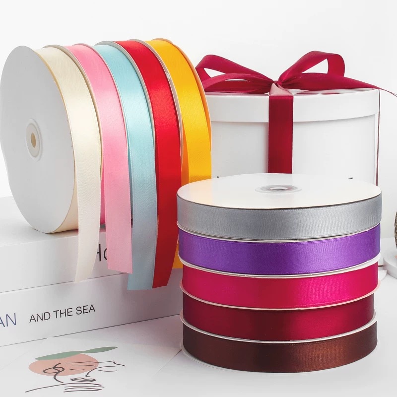 2cm Satin Ribbon Colorful Polyester Ribbon for Birthday Wedding Cake Decoration and Gift Wrapping for Gift Boxes