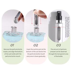 Mini <span class=keywords><strong>atomizadores</strong></span> de muestra en stock, 5 ml, 8 ml, botellas de perfume en aerosol de aluminio con fondo recargable - Product Image 2