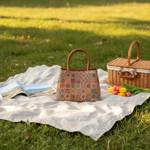 <span class=keywords><strong>Sac</strong></span> à bandoulière carré en polyester pour femme, motif floral géométrique rétro multi-éléments, idéal pour les loisirs et les voyages, avec fermeture magnétique - Product Image 2