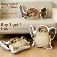 Coussin en peluche amusant Chien Épée et Bouclier, Jouet en peluche Chiot Shiba Inu, Poupée à câliner pour dormir, Cadeau d'anniversaire 31cm-50cm Unisexe