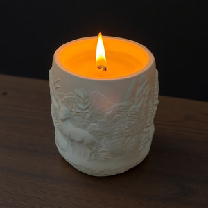 3D Embossed Deer Forest Mountain Scene Scented <b>Candle</b> Cement Jar Soy Wax Aroma <b>Candle</b> For Christmas Home Decor - Product Image 2