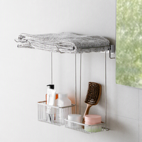 Porte-serviettes télescopique en acier inoxydable, fixation murale sans perçage, étagère à serviettes réglable pour salle de bain, toilettes, rangement