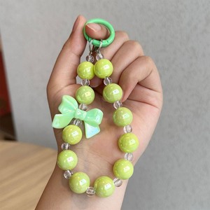 Ciondolo per cellulare in stile coreano con fiocco alla moda, catena, perle, anti-caduta, galvanizzato, con perline, per ragazze - Product Image 2