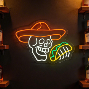 Lampe murale décorative en néon en forme de squelette de dessin animé avec sombrero et taco pour bar et <span class=keywords><strong>cuisine</strong></span> - Product Image 2