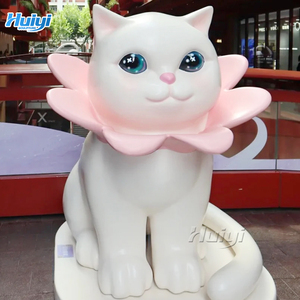 आउटडोर सजावट जीवन के आकार के फाइबरग्लास को प्रबलित प्लास्टिक जानवर के रूप में बिक्री के लिए कार्टून बिल्ली की मूर्तियां - Product Image 3