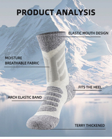 Chaussettes d'hiver épaisses et chaudes pour hommes et femmes, respirantes, pour la randonnée et le ski, avec logo sur le revers - Utilisation sportive en plein air