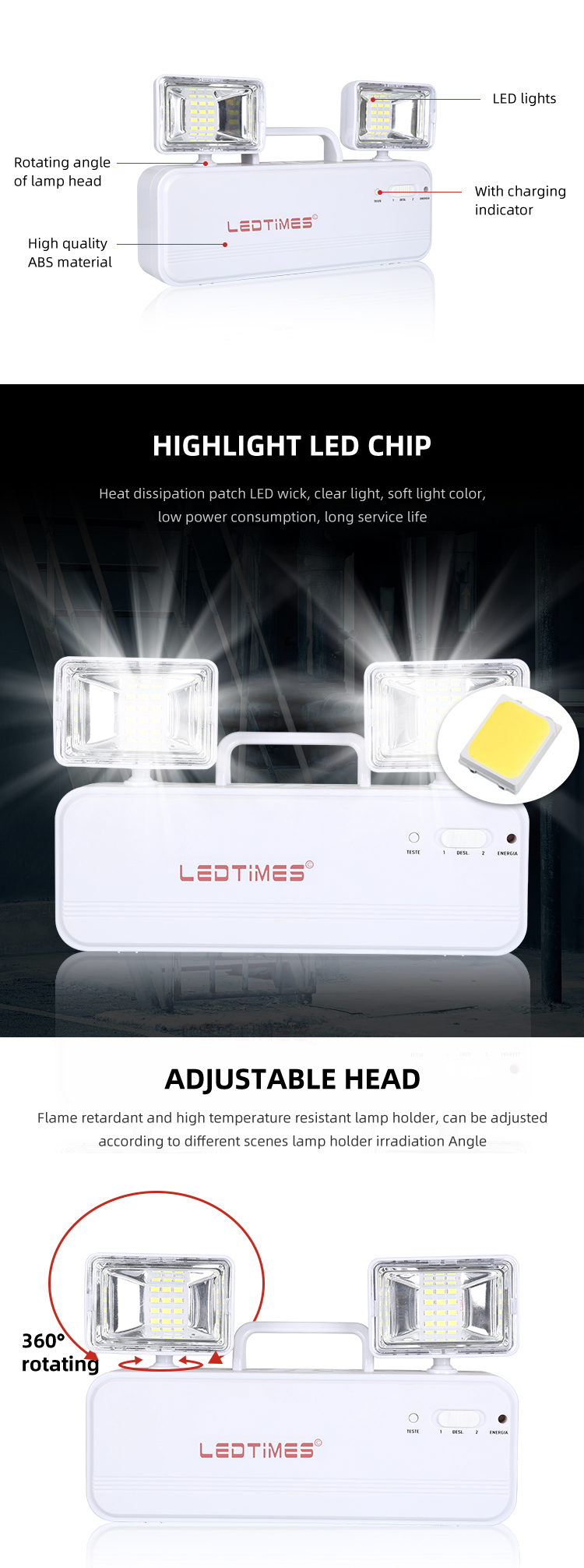 Professional Design White 24Pcs Duals Heads Indoor Hotel Lobby 3.7V Rechargeable Led Emergency Warning Light