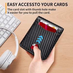 Ultra Thin Multi Card Slot Tri Fold Carbon Fiber <b>Wallet</b> <b>Rfid</b> Blocking <b>Men's</b> Everyday Use Black - Product Image 3