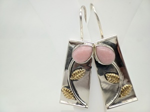 Pendientes de Ópalo Rosa Natural, Hechos a Mano, Plata de Ley 925, Elegantes Pendientes Colgantes para Mujer, Venta al Por Mayor - Product Image 5