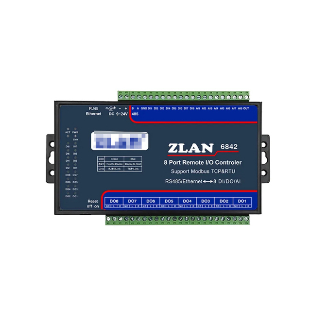 ZLAN6842 8 channel remote I/O controller RS485 Ethernet to 8 Digital input Output support modbus TCP RTU