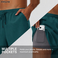 Shorts de football et de fitness 2 en 1 personnalisés avec logo OEM en polyester et élasthanne extensible dans les quatre sens