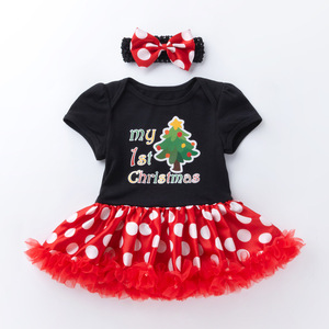 Robe de Noël à manches courtes pour bébé, ma première <span class=keywords><strong>tenue</strong></span> de Noël, barboteuse, ensemble de vêtements pour bébé fille - Product Image 2