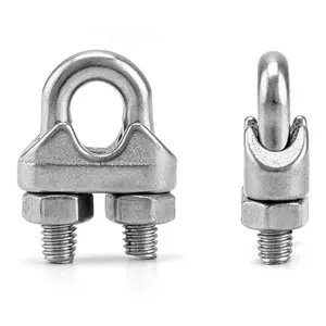 M6 Large U Bolt Saddle Guy Fastener 1/4" Wire Rope Clamp Clip 304 Stainless Steel Cable Clamps