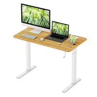 Bureau assis-debout Cadre électrique à hauteur réglable avec bureau de table en bambou Table d'écriture en bambou