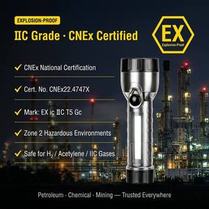Lampe torche certifiée WOSEN CNEX pour l'exploitation minière, le pétrole, les zones chimiques dangereuses, anti-explosion, 3W, rechargeable, lampe de sécurité LED - Product Image 2