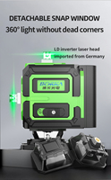 Niveau laser industriel 4D à faisceau vert 16 lignes 360 ° Mesures de précision DIY Puissance de la batterie Niveau laser rotatif pour la construction