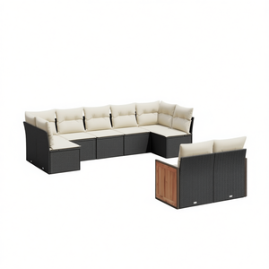 Black Garden <b>Sofa</b> <b>Set</b> With Cushions UV Resistant PE Rattan Outdoor Furniture Contemporary Design Waterproof - Product Image 1