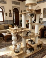 Structure d'escalade pour chat en bois de luxe moderne, super grande, écologique, design à 4 niveaux, facile à assembler