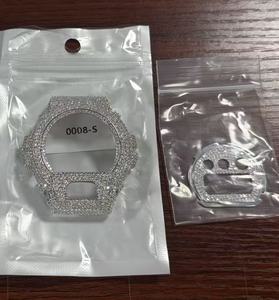 Boîtier de montre Hip Hop <span class=keywords><strong>Casio</strong></span> DW6900 G-Shock en laiton avec lunette en moissanite, pièces de montre entièrement serties de moissanite VVS1, cadre de remplacement pour modification GRA - Product Image 4